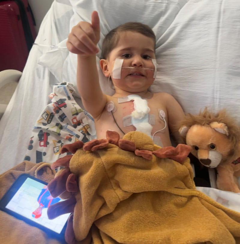 William Cervantes recovering from his second heart surgery. (Photo courtesy of the Cervantes family)